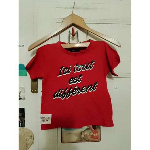 Tee Rouge Imprimé Noir 6 Ans Ligne Ville Rct.