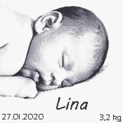 Kit Pt De Croix Et Brod 25x25 Bebe Dort