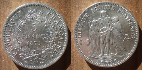 France 5 Francs 1875 Piece Argent Atelier Paris Hercule Franc Hercules