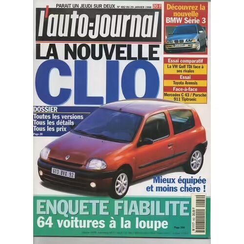 Auto Journal 482 De 1998 Bmw Serie 3,Mercedes Classe A,Golf Tdi 90,Xara 1.9 Td Sx,Fiat Brava Td 100 Elx,Peugeot 306 1.9 Td Symbio,Megane Dti Rte,Rover 220 Sdi Lux,Mercedes C43 Amg,Porsche 911 Carrera