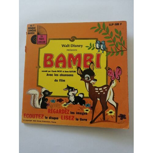 Livre Disque Vinyle 45 Tours Bambi