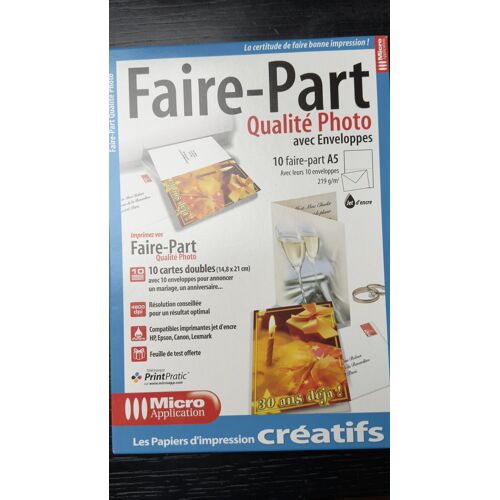 Papier Photo Pour Réaliser Des Faires Parts (10 Cartes Doubles) Avec Enveloppes