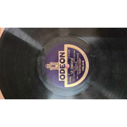 Disque 78 Tours Odeon – “Le Crucifix” – Chanson Religieuse – Ancien Vinyle