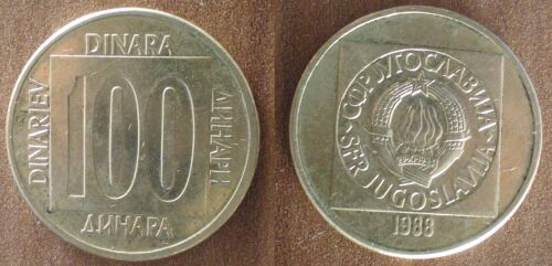 Yougoslavie 100 Dinars 1988 Piece Dinara Embleme