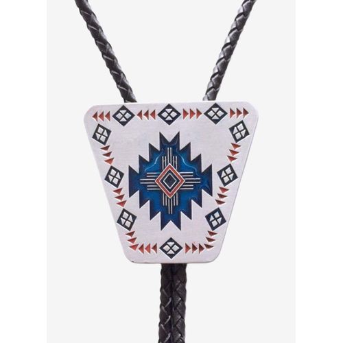 Cravate Bolo Tie "Grand Canyon" – Design Géométrique & Émail Bleu
