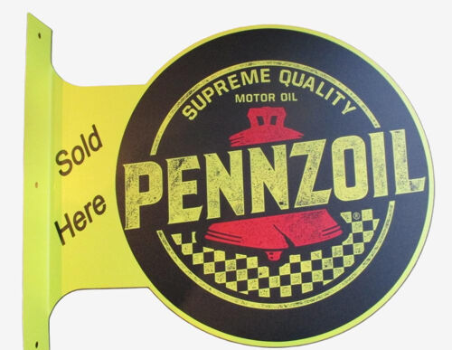 Plaque Potence Pennzoil "Black Edition" – Double Face (36x30cm)