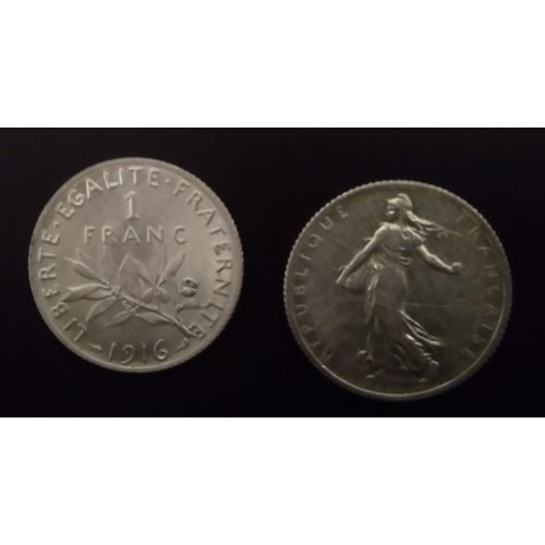 Pièce 1 Franc Semeuse 1916 Argent