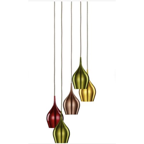 Suspension Vibrant, Abat-Jours Colorés 5 Lampes Référence 8570582 Marque Searchlight