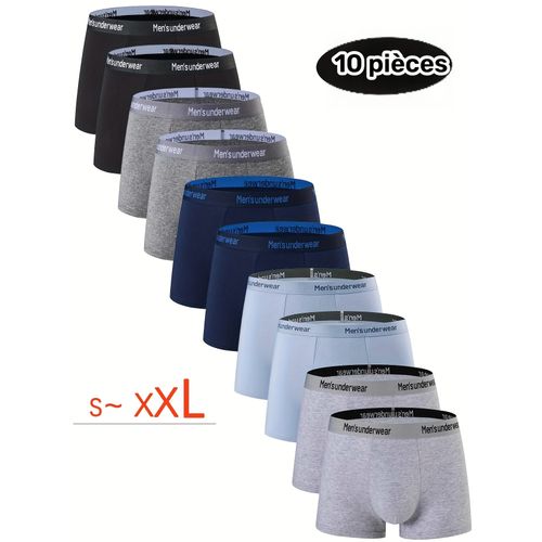 10 Pièces Sous-Vêtements Homme En Coton, Boxers Décontractés Respirants Et Confortables Pour Le Sport