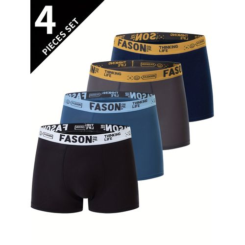 Lot De 4 Boxers Homme Unis, Sous-Vêtements Jeunesse, Respirants Et Confortables