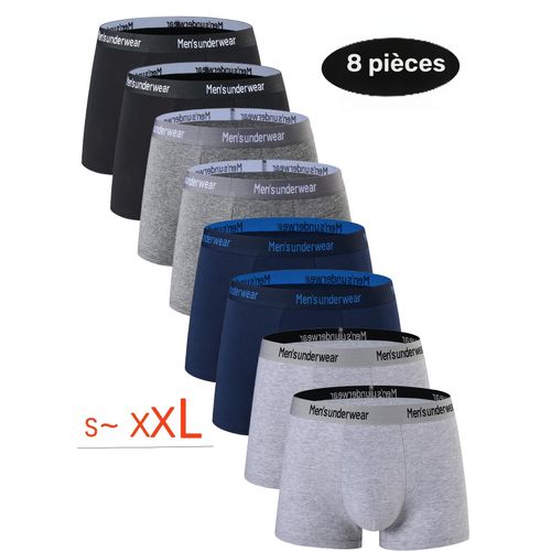 8 Pièces Sous-Vêtements Homme En Coton Multicolores, 95% Coton Boxer Décontracté, Respirant Confortable Élastique Shorts Sportifs
