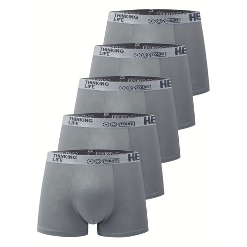 Lot De 5 Boxers Homme 'hello' - Boxers Sportifs Tendance, Respirants Et Confortables, Haute Élasticité, Séchage Rapide, Sous-Vêtements Homme