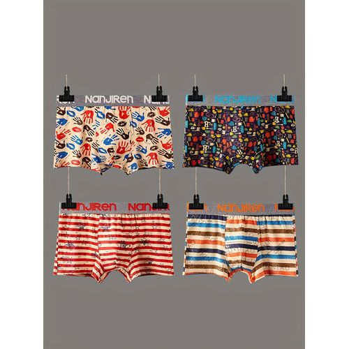 4pcs Boxer Briefs Pour Hommes - Respirant, Couleur Unie, Sous-Vêtements En Lycra Haute Élasticité Avec Logo "Neo", Ajustement Confortable Pour Tenue Décontractée, Sous-Vêtements Quotidiens | Sous-Vêtements Minimalistes | Tissu Extensible