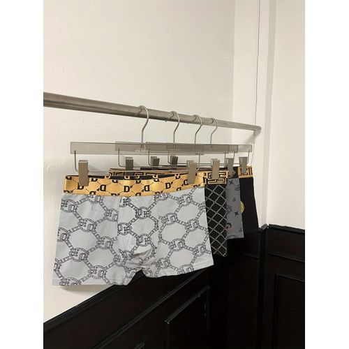 1/3/5 Pièces Boxer Homme Style Luxe Ceinture Noire Et Dorée, Coton Doux Pour La Peau, Respirant Et Confortable, Shorts De Sport Élastiques, Sous-Vêtements Décontractés Quotidiens Pour Homme, Couleurs Aléatoires