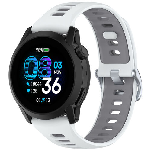 Bracelet (Blanc & Gris) De Montre Silicone 22mm Pour Coros Pace 4,Huawei,Garmin,Xiaomi Et Plus (Boucle En Alliage De Zinc)