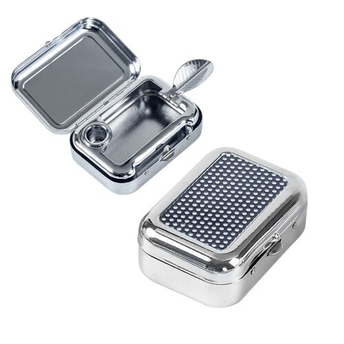 Mini Cendrier Portable - Format De Poche, Alliage D'aluminium, Couvercle À Ressort, Extincteur Intégré Le Noir