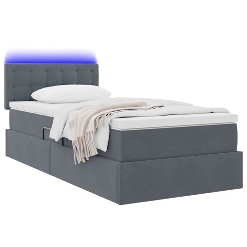 vidaXL Lit avec rangement et LED Gris foncé 90 x 190 cm Velours