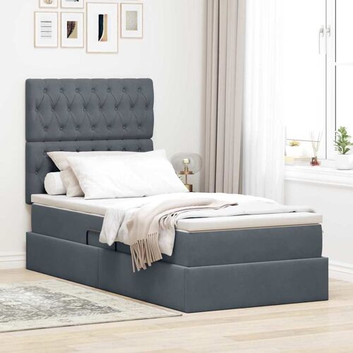 vidaXL Lit avec rangement et LED Gris foncé 90 x 190 cm Velours