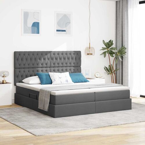vidaXL Lit avec des lumières à LED Gris foncé 180 x 200 cm tissu