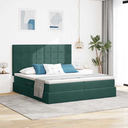 vidaXL Lit avec des lumières à LED Vert foncé 180 x 200 cm Velours