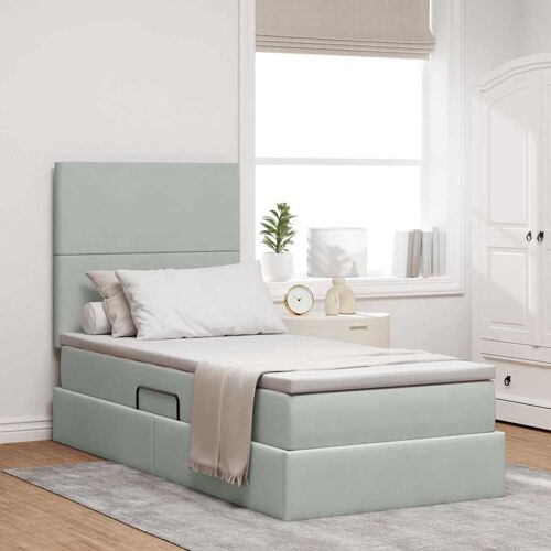 vidaXL Lit avec rangement et LED Gris clair 90 x 190 cm Velours