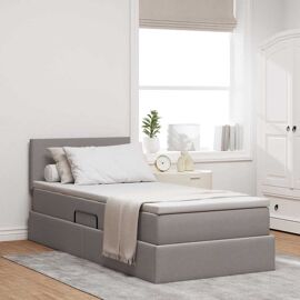 vidaXL Lit avec rangement et matelas avec matelas Taupe 90 x 200 cm