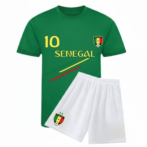 Ensemble Foot Enfant - Inspiré Sénégal - Maillot N°10 Et Short - Vert Ou Blanc