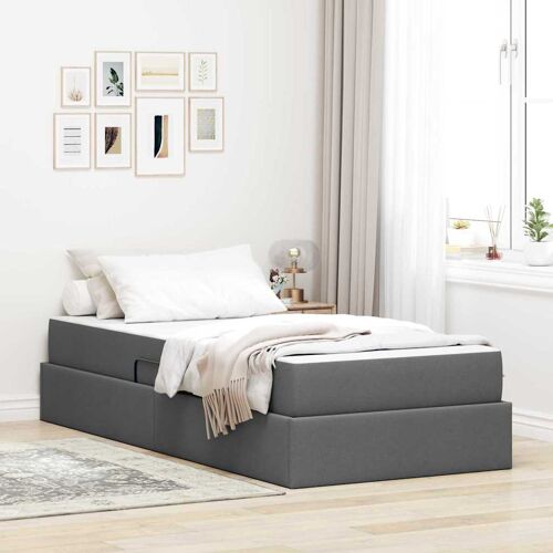 vidaXL Lit avec rangement et matelas Gris foncé 100 x 200 cm Polyester