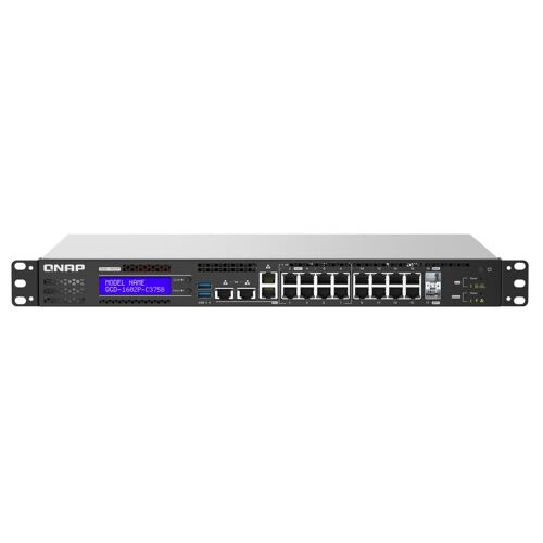 QNAP QGD-1602P Géré L2 Gigabit Ethernet (10/100/1000) Connexion Ethernet, supportant l'alimentation via ce port (PoE) 1U Noir et Gris