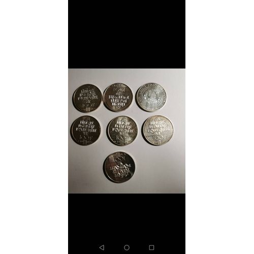 Lot De 7 Pièces De 100 Francs ( 1986, 87, 88, 89, 99),, Pieces En Parfait État