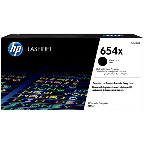 HP 654X toner noir grande capacité LaserJet authentique avec toner ColorSphere
