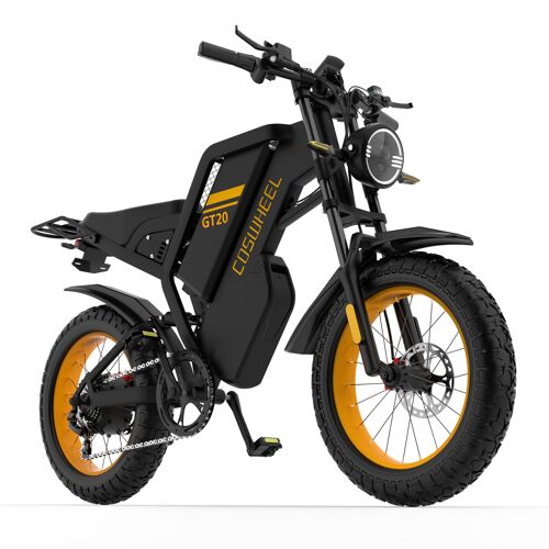 Vélo Électrique Coswheel Gt20 Moteur 2000 W Double Batterie 60 V 40 Ah Vitesse Maximale 60 Km/H Autonomie 233 Km Freins Hydrauliques Double Suspension Pneus 20 Pouces