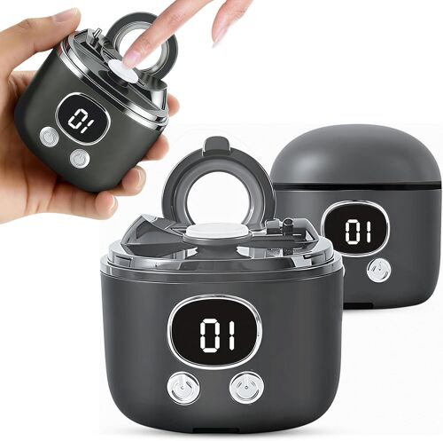 Coupe-Ongles Électrique 3 En 1 - 3 Vitesses - Grossissement X 2,5 - Pour Personnes Âgées, Adultes, Enfants - Lames Larges Et Fines - Faible Bruit - Gris 