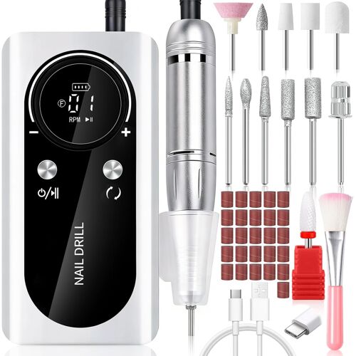 Ponceuse Pour Ongles Professionnel, Lime A Ongle Electrique 45000 Rpm, Coupe-Ongles Électrique Avec Écran Lcd,Nail Drill Set, Kit Manucure Professionnel Pour Ongles Acryliques Et Gels 