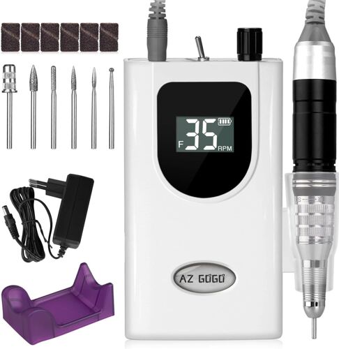 Ponceuse Pour Ongles 35000 Rpm, Lime A Ongle Electrique Professionnelle, Kit Manucure Pedicure Electrique Ongles Gel Avec 6 Embouts Ponçage, Portable & Rechargeable, Pour Salon Maison 
