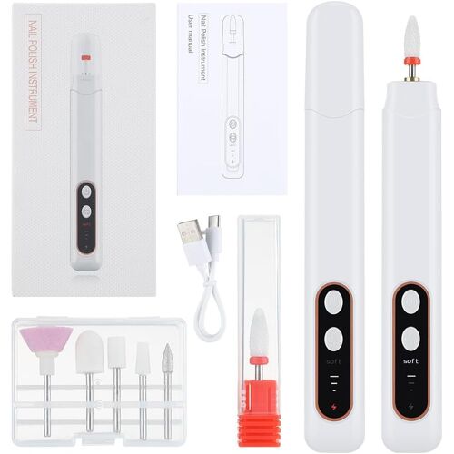 Perceuse à ongles électrique sans fil, lime à ongles rechargeable professionnelle pour pieds, kit de manucure et pédicure Efile à 3 vitesses avec forets à ongles pour polissage, meulage, coupe des