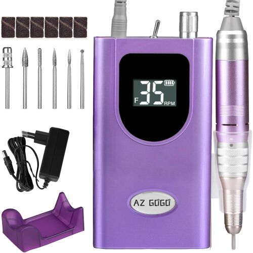 Ponceuse Pour Ongles, Ponceuse À Ongles Machine Professionnel Portable Sans Fil 35000 Tr/Min, Lime A Ongle Electrique Avec Affichage Lcd Et 6 Embouts Ponçage Pour Salon De Diy 