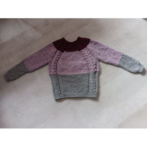 Pull 3 Couleurs Tricoté Main 38 Tweedy
