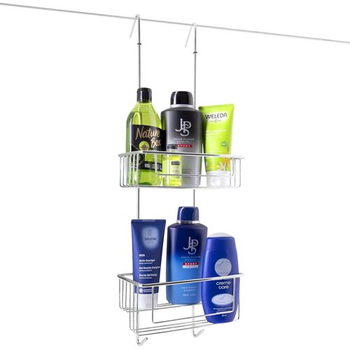 ® Serviteur de douche 2 paniers à suspendre chromé | en largeur 23 cm | Étagère de douche à suspendre design