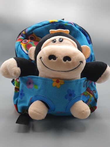 SAC A DOS PELUCHE GORILLE MULTI-COULEUR ENFANTS ANAIS DE 26 CM