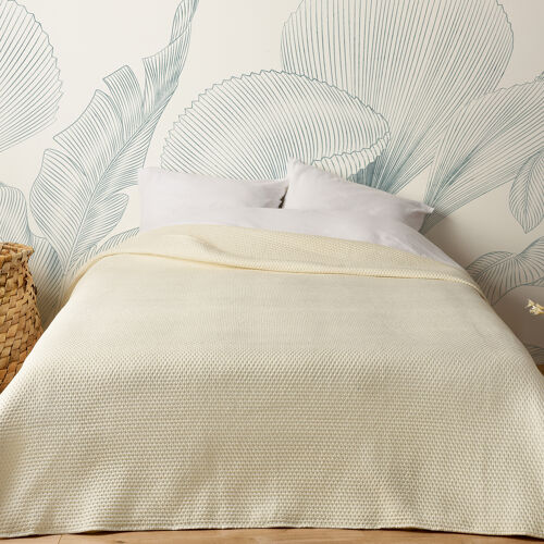 Jeté De Lit Uni 100% Polyester Ivoire 230x250cm