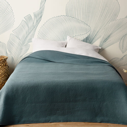 Jeté De Lit Uni 100% Polyester Bleu Marine 230x250cm