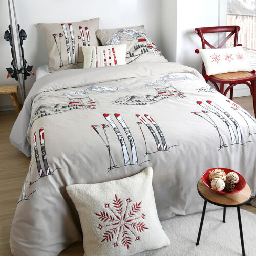 Parure De Couette 100% Coton 57 Fils Imprimée 240x220cm 2 Taies