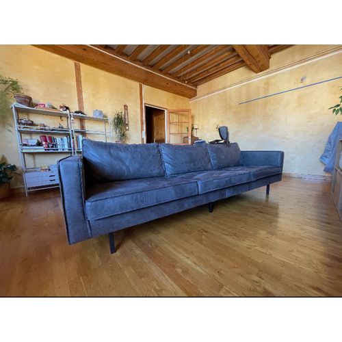 Canapé vintage cuir noir 4 places ASPEN Miliboo