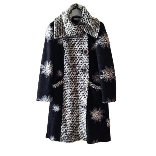 Manteau Cocomenthe Taille 38 Gris Noir Blanc Laine Doublé Tbe