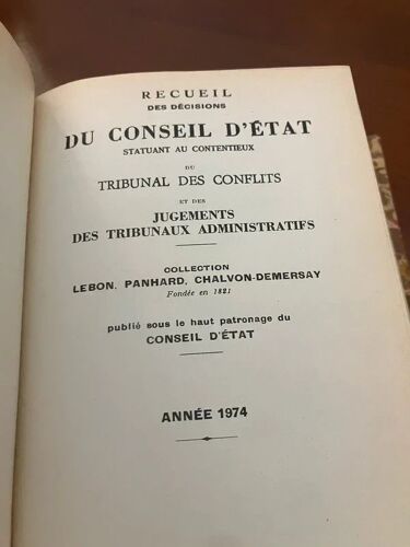 Recueil Des Décisions Du Conseil D'État - Année 1974
