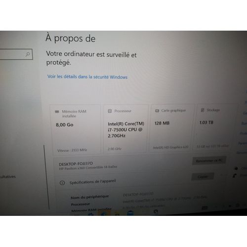 HP Pavilion x360 Tactile 14-b Intel® Core¿ i7 -7500U Hybride ssd 128G + 1T DDR4