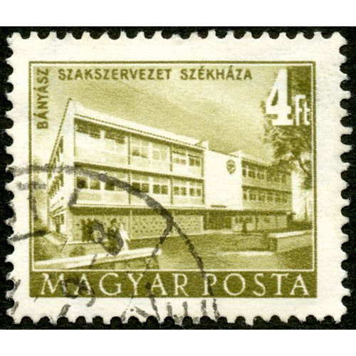 Timbre Oblitéré Magyar Posta , Banyasz , Szakszervezet Szekhaza , 4ft