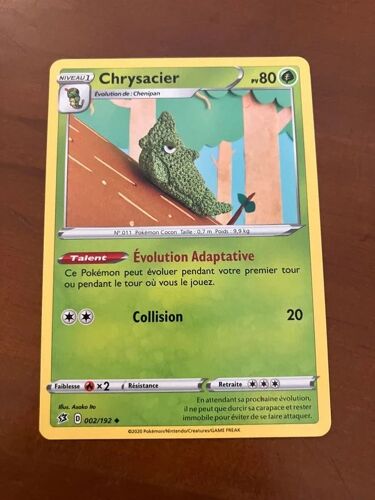 Chrysacier 80 Pv - 002/192 - Carte Pokémon Épée Et Bouclier