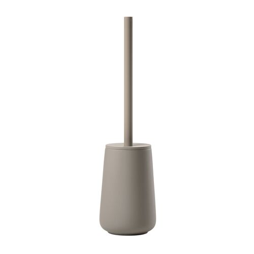 Brosse de toilette en grès/acier taupe